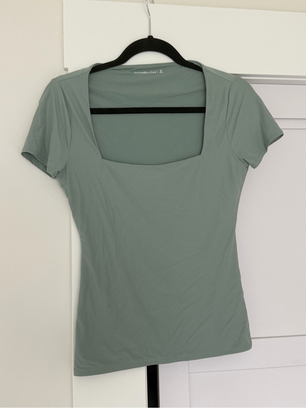 Abercrombie & Fitch Sage Green Square-Neck Short Sleeve Tee